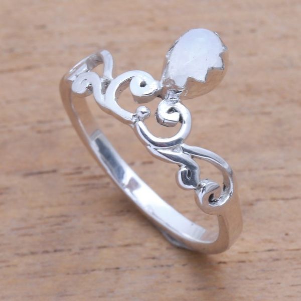 Alternate image for Spiral Motif Moonstone Band Ring from Bali Lovely Vines
