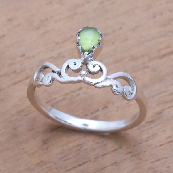 Alternate image for Spiral Motif Peridot Band Ring from Bali Lovely Vines