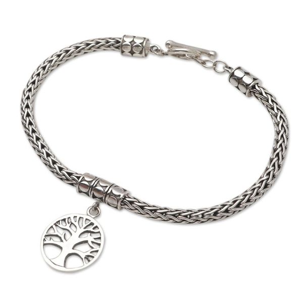 Alternate image for Hand Crafted Sterling Silver Charm Bracelet from Bali Tall Tree in Silver