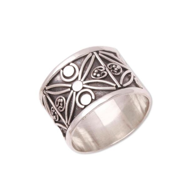 Alternate image for Patterned Sterling Silver Band Ring from Bali Encircled with Beauty