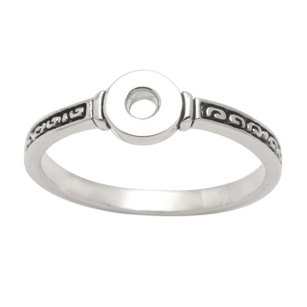 Alternate image for Slim Sterling Silver Band Ring with Oxidized Detail Circle of Bali