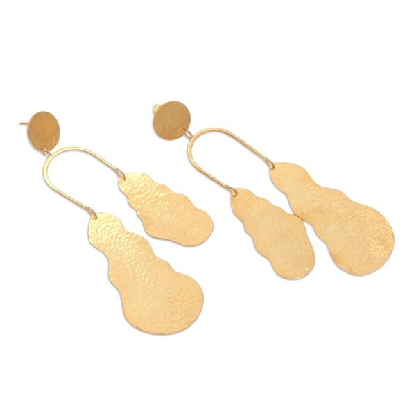 Alternate image for Artisan Crafted Gold-Plated Dangle Earrings Break the Silence