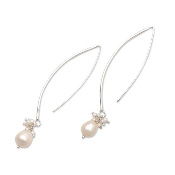 Alternate image for Cultured Pearl Cluster Dangle Earrings from Bali Glowing Fruit