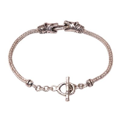 Alternate image for Tiger-Themed Sterling Silver Pendant Bracelet from Bali Spiritual Tiger