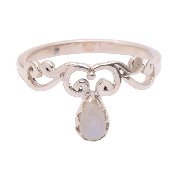 Alternate image for Spiral Motif Moonstone Band Ring from Bali Lovely Vines