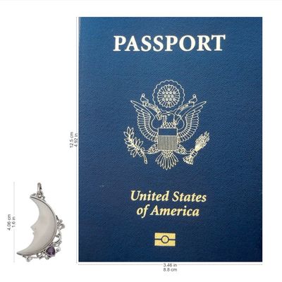 Alternate image for Amethyst Crescent Moon Pendant Necklace from Bali Resting Moon