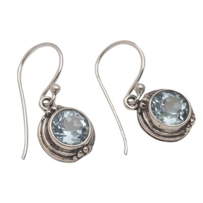 Alternate image for Three Carat Blue Topaz Dangle Earrings in Sterling Silver Cool Radiance