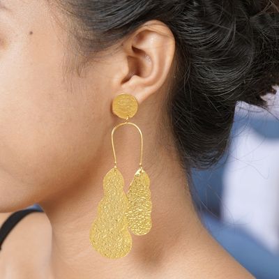 Alternate image for Artisan Crafted Gold-Plated Dangle Earrings Break the Silence