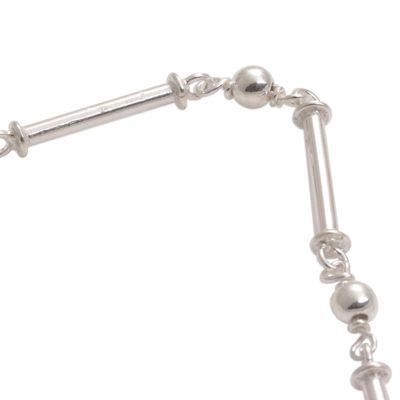 Alternate image for High-Polish 925 Sterling Silver Link Necklace from Bali Luminous Rods