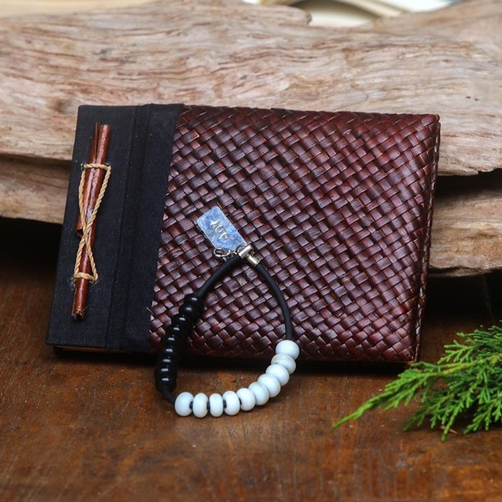 Karma Counter bracelet and natural fiber journal 'Good Vibes'