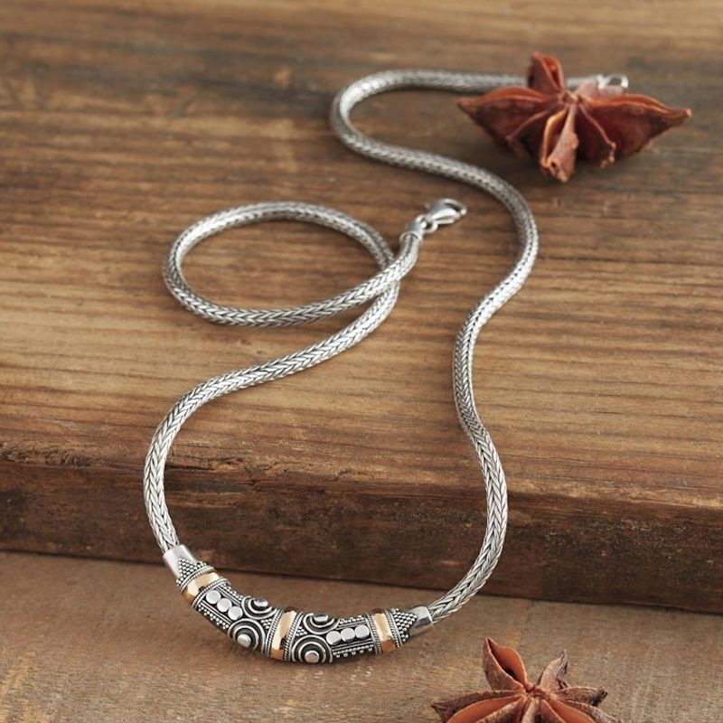 Image for Sterling Silver and 18k Gold Accent Naga Necklace Celuk Celebration