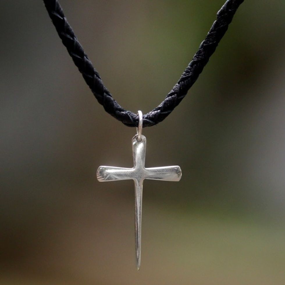 Men's Sterling Silver Cross Necklace  'Holy Sacrifice'