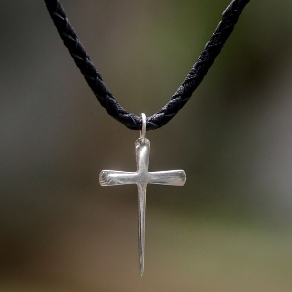 Men's Sterling Silver Cross Necklace 'Holy Sacrifice'