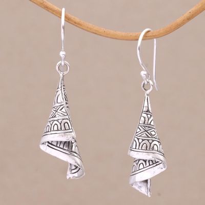 Alternate image for Sterling Silver Cultural Dangle Earrings from Bali Shining Songket