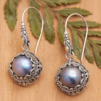 Alternate image for Gold-Accented Silver  Cultured Mabe Pearl Dangle Earrings Starry Garden