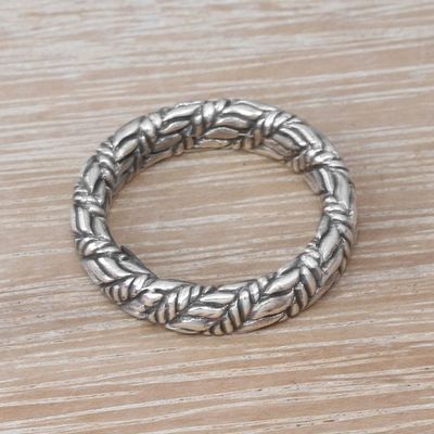 Alternate image for Weave Motif Sterling Silver Band Ring from Bali Magic Weave
