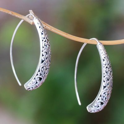 Alternate image for Vine Pattern Sterling Silver Drop Earrings from Bali Vine Descent