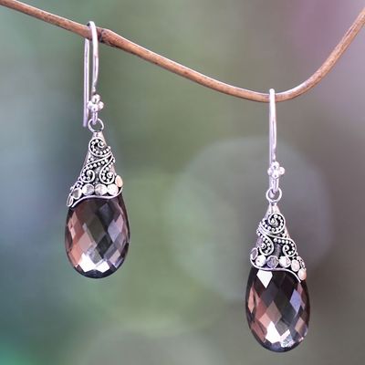 Alternate image for Fair Trade Smoky Quartz and Sterling Silver Dangle Earrings Glamorous