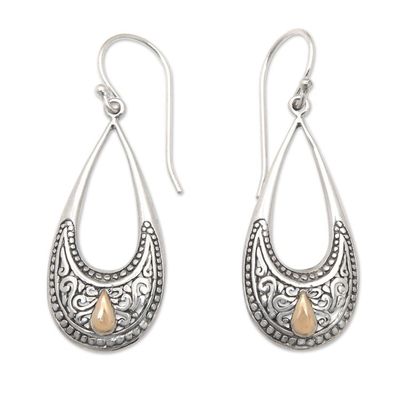 Alternate image for 18k Gold-Accented Traditional Half-Moon Dangle Earrings Bali Moonlight