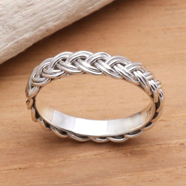 Alternate image for Braided Sterling Silver Band RIng for Women Amlapura Braid