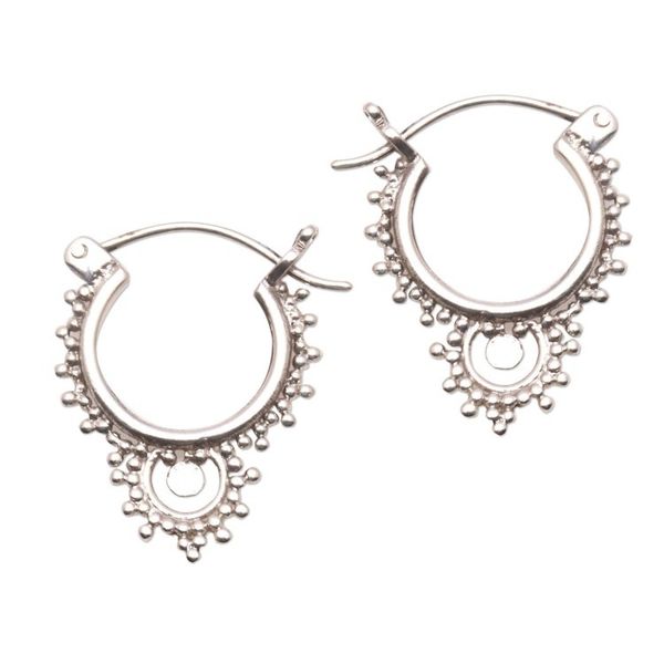 Alternate image for Bubble Pattern Sterling Silver Hoop Earrings from Bali Delightful Bubbles