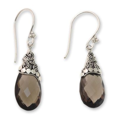 Alternate image for Fair Trade Smoky Quartz and Sterling Silver Dangle Earrings Glamorous