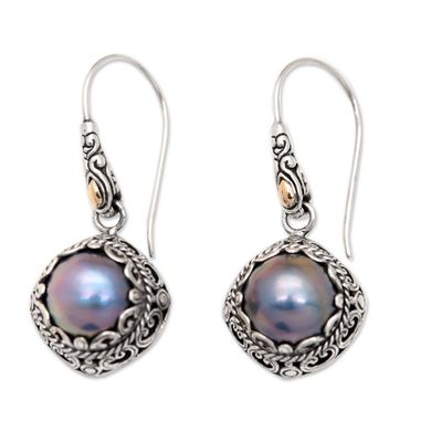 Alternate image for Gold-Accented Silver  Cultured Mabe Pearl Dangle Earrings Starry Garden