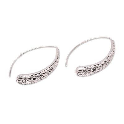 Alternate image for Vine Pattern Sterling Silver Drop Earrings from Bali Vine Descent