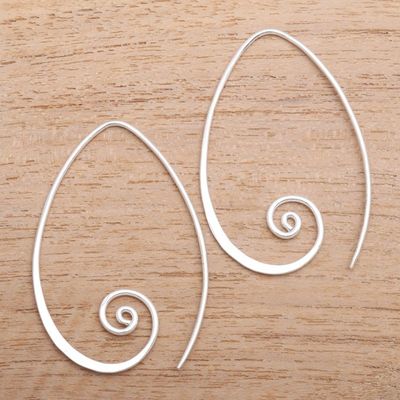 Alternate image for Curling Sterling Silver Half-Hoop Earrings from Bali Spiral Curls
