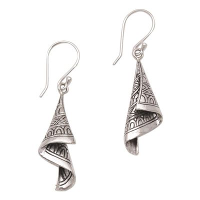 Alternate image for Sterling Silver Cultural Dangle Earrings from Bali Shining Songket