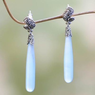 Alternate image for Sterling Silver Agate Drop Earrings Blue Honeysuckle