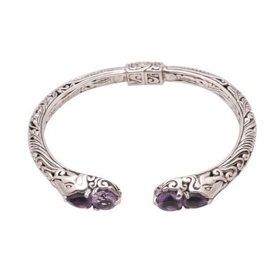 Alternate image for 4-Carat Elephant-Themed Amethyst Cuff Bracelet from Bali Elephants Treasure