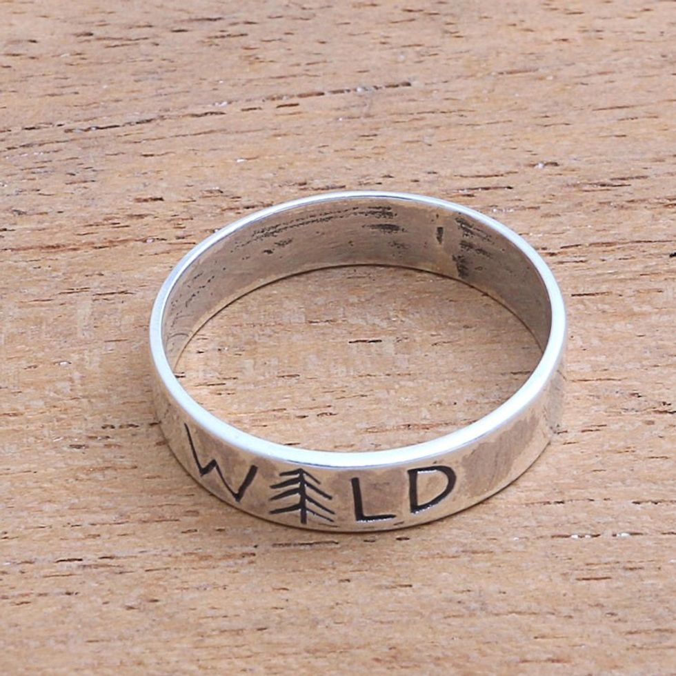 Sterling Silver Band Ring Crafted in Bali 'Wild Soul'