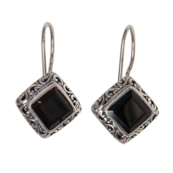 Alternate image for Sterling Silver and Garnet Drop Earrings Ubud Goddess