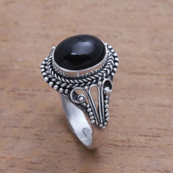 Alternate image for Handmade Onyx Single-Stone Ring from Bali Princess Gem