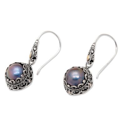 Alternate image for Gold-Accented Silver  Cultured Mabe Pearl Dangle Earrings Starry Garden