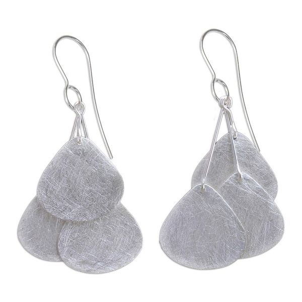 Alternate image for Sterling Silver Hook Earrings Artisan Crafted Jewelry Tripartite Butterfly Wings