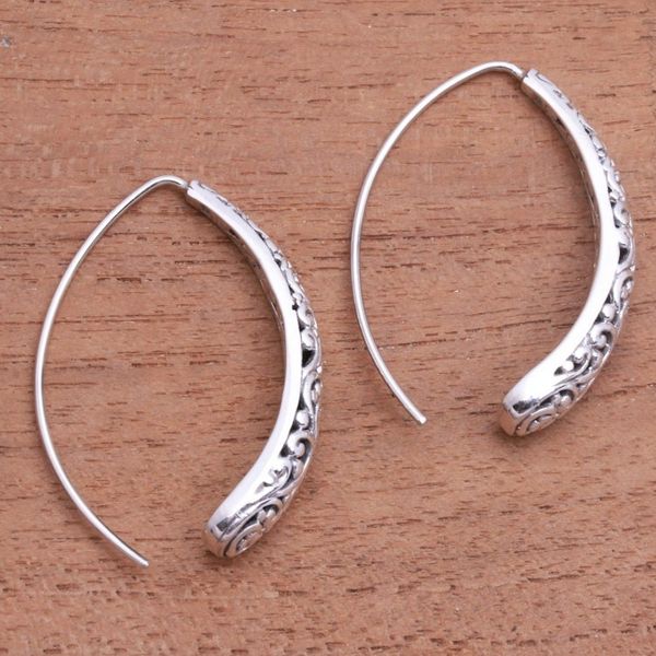 Alternate image for Vine Pattern Sterling Silver Drop Earrings from Bali Vine Descent