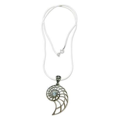 Alternate image for Handcrafted Blue Topaz Nautilus Necklace Sparkling Nautilus