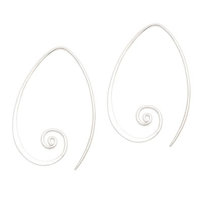 Alternate image for Curling Sterling Silver Half-Hoop Earrings from Bali Spiral Curls
