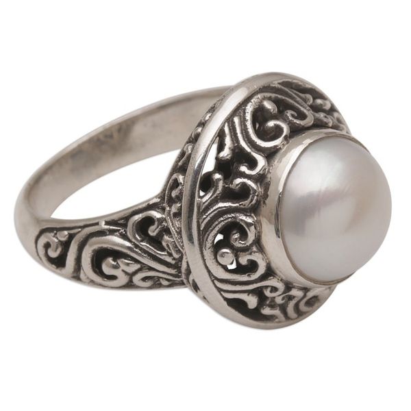 Alternate image for Handmade 925 Sterling Silver Cultured Pearl Cocktail Ring Shining Kingdom