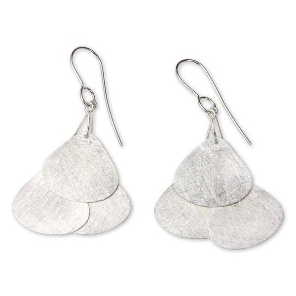 Alternate image for Sterling Silver Hook Earrings Artisan Crafted Jewelry Tripartite Butterfly Wings