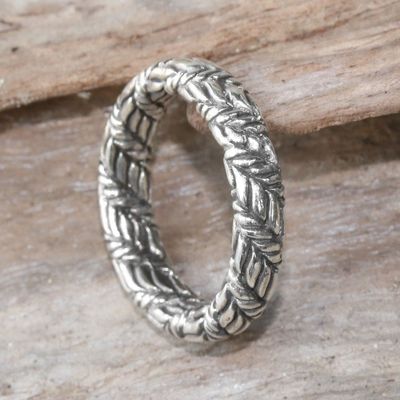 Alternate image for Weave Motif Sterling Silver Band Ring from Bali Magic Weave