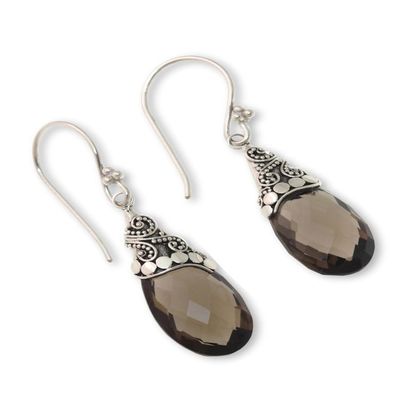 Alternate image for Fair Trade Smoky Quartz and Sterling Silver Dangle Earrings Glamorous