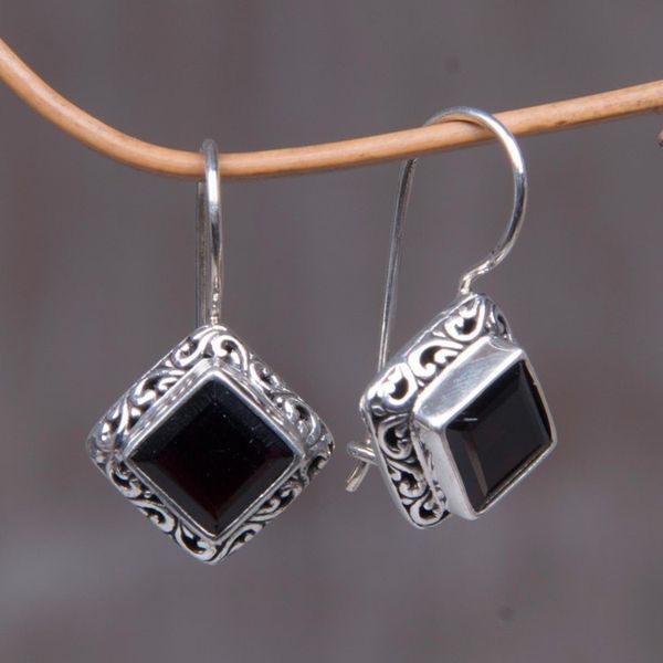 Alternate image for Sterling Silver and Garnet Drop Earrings Ubud Goddess