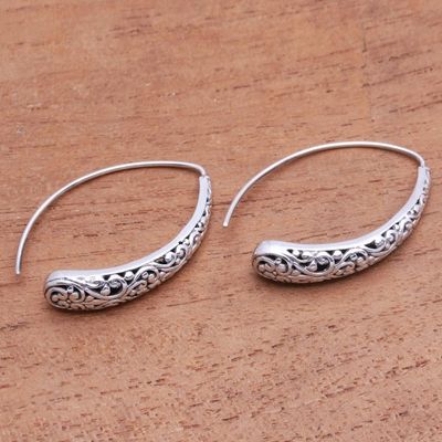 Alternate image for Vine Pattern Sterling Silver Drop Earrings from Bali Vine Descent