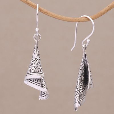 Alternate image for Sterling Silver Cultural Dangle Earrings from Bali Shining Songket