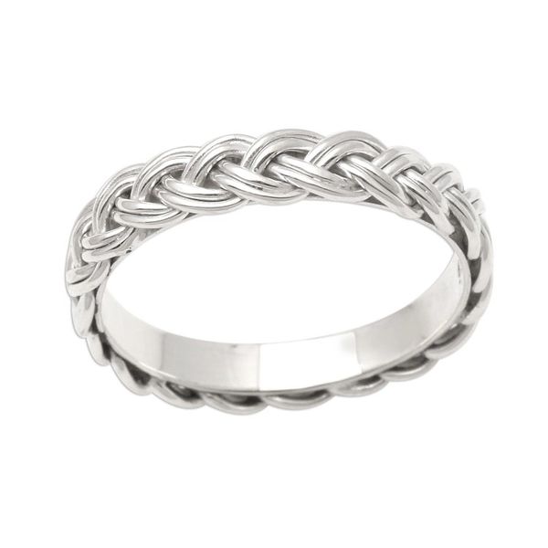 Alternate image for Braided Sterling Silver Band RIng for Women Amlapura Braid