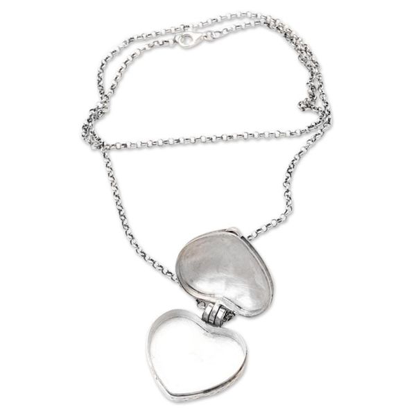 Alternate image for Garnet Locket Necklace with Heart Motif Open Secret