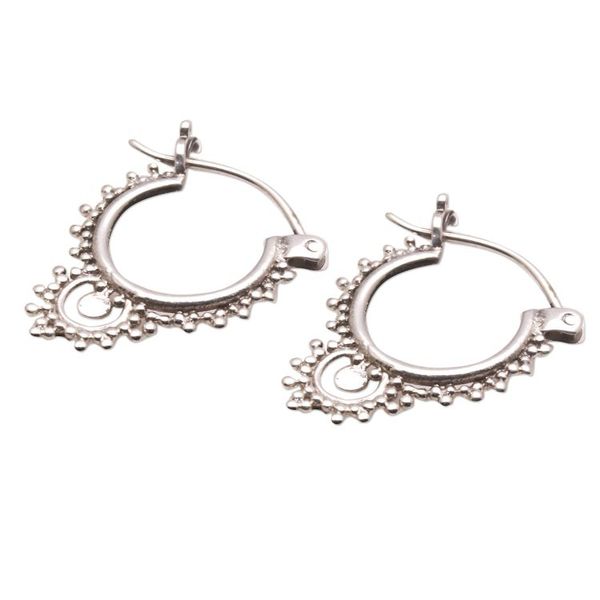 Alternate image for Bubble Pattern Sterling Silver Hoop Earrings from Bali Delightful Bubbles